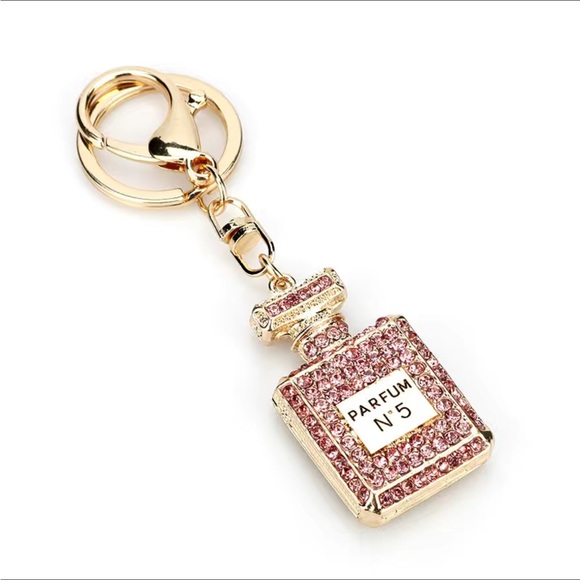 ✨NEW✨ 3pc Crystal Bling Clear Faux Diamond Perfume Parfum Bottle Charm Keychains - Picture 5 of 12